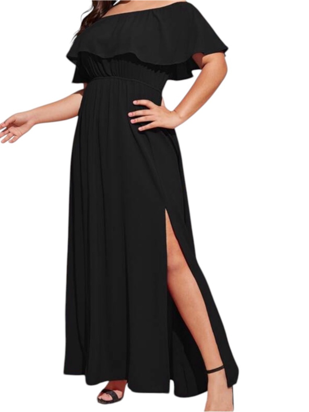 SHEIN Off The Shoulder Black Maxi Dress